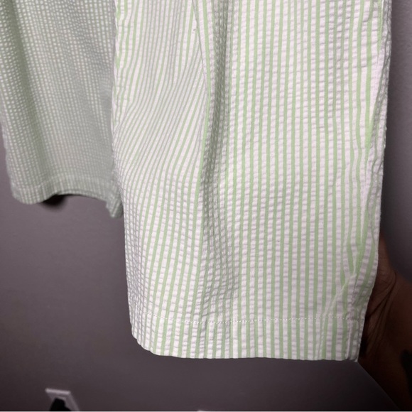 Quacker Factory Women Pants 1X Green White Gingham Capri Pull On Picnic Casual - Picture 3 of 7